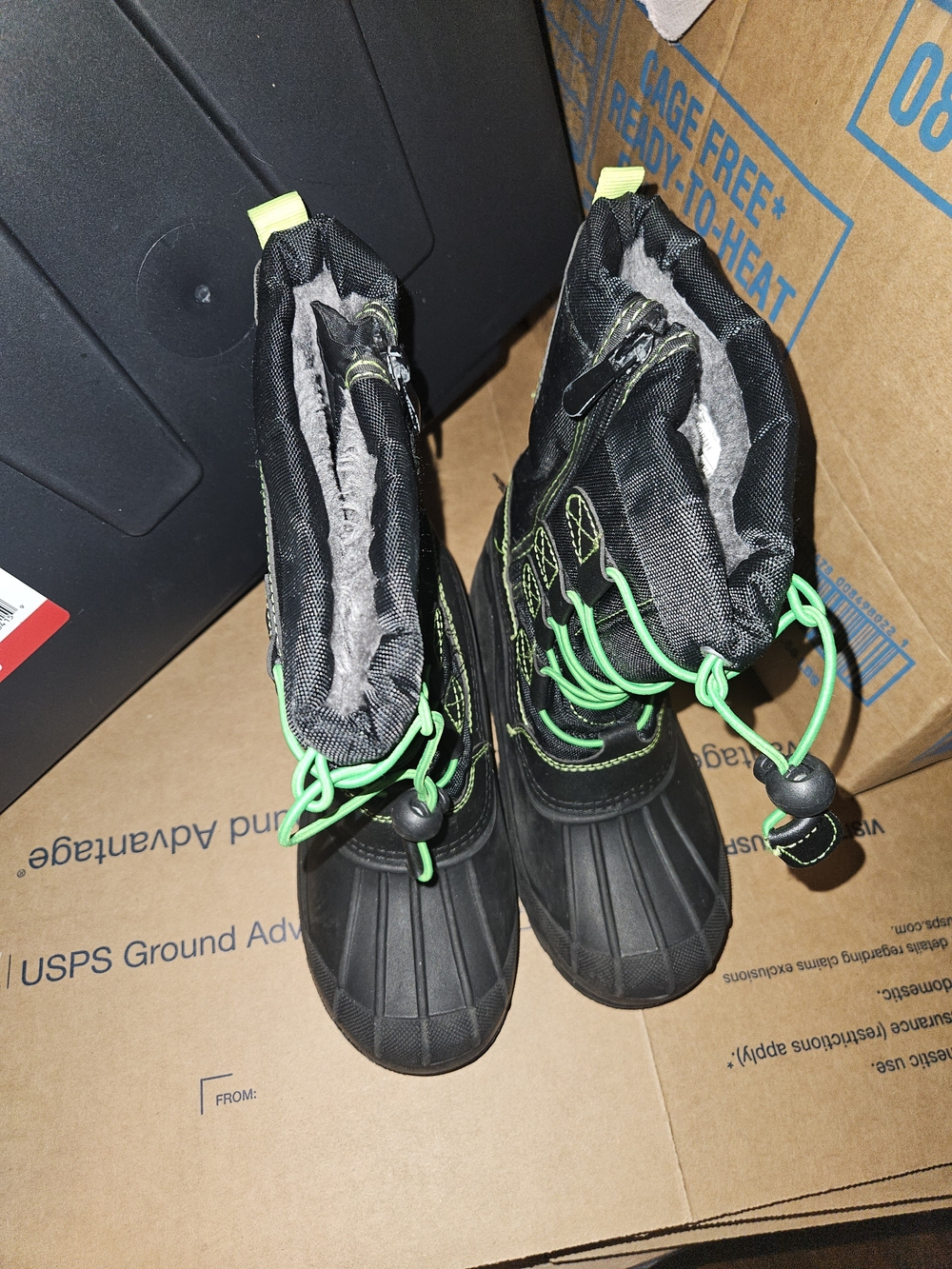 Dream Pairs Black Boots with Neon Green Accents